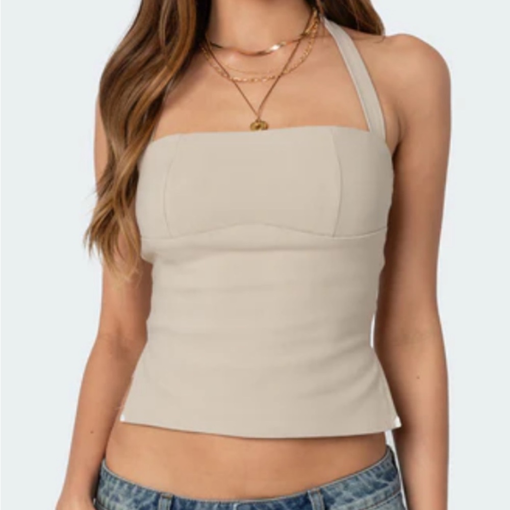 Edikted khaki halter top XS
